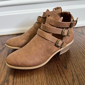 Womens Brown Heeled Booties
